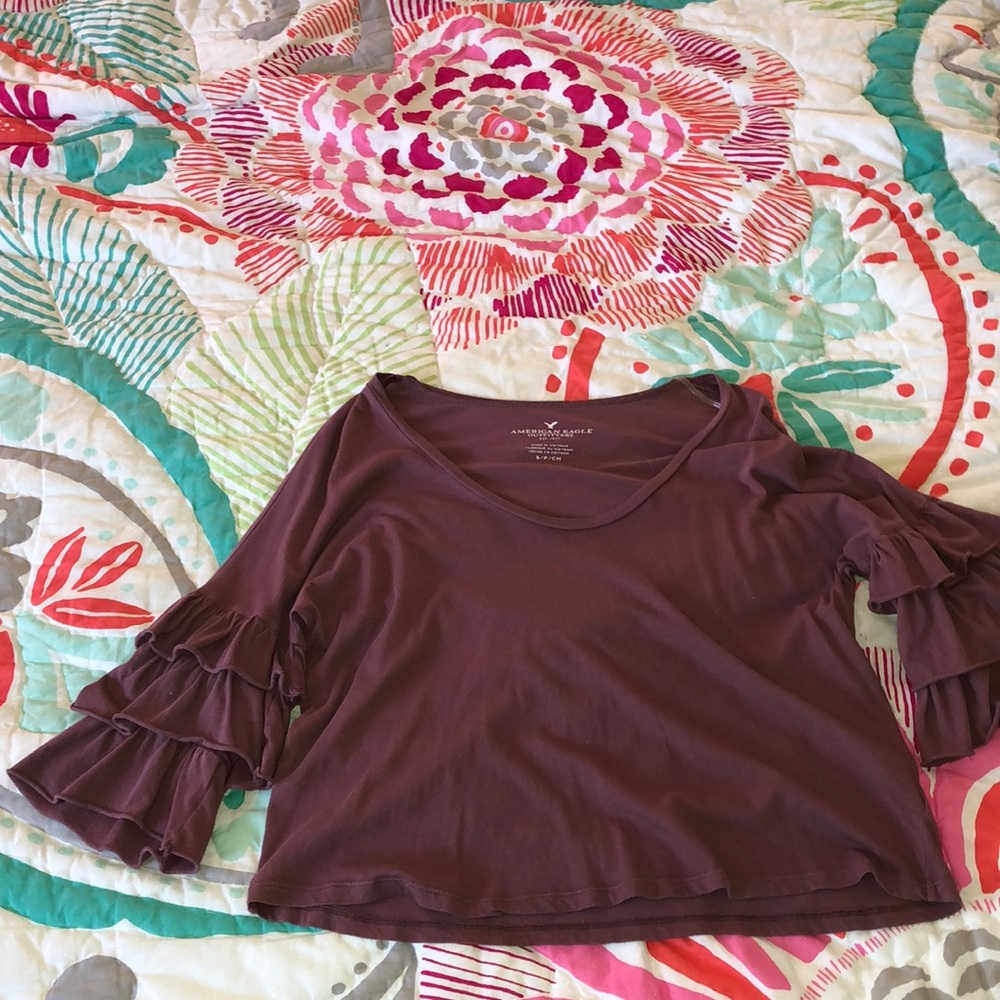 American Eagle Ruffle Sleeve Shirt